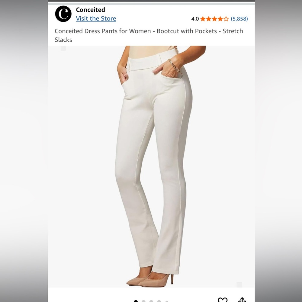 Women's White Dress Pants - Bootcut with Pockets